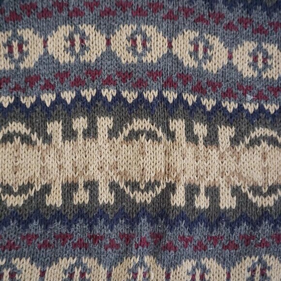 Vintage American Eagle Outfitters Taupe Blue Knit Eclectic Grandpa Crewneck M - Picture 9 of 10